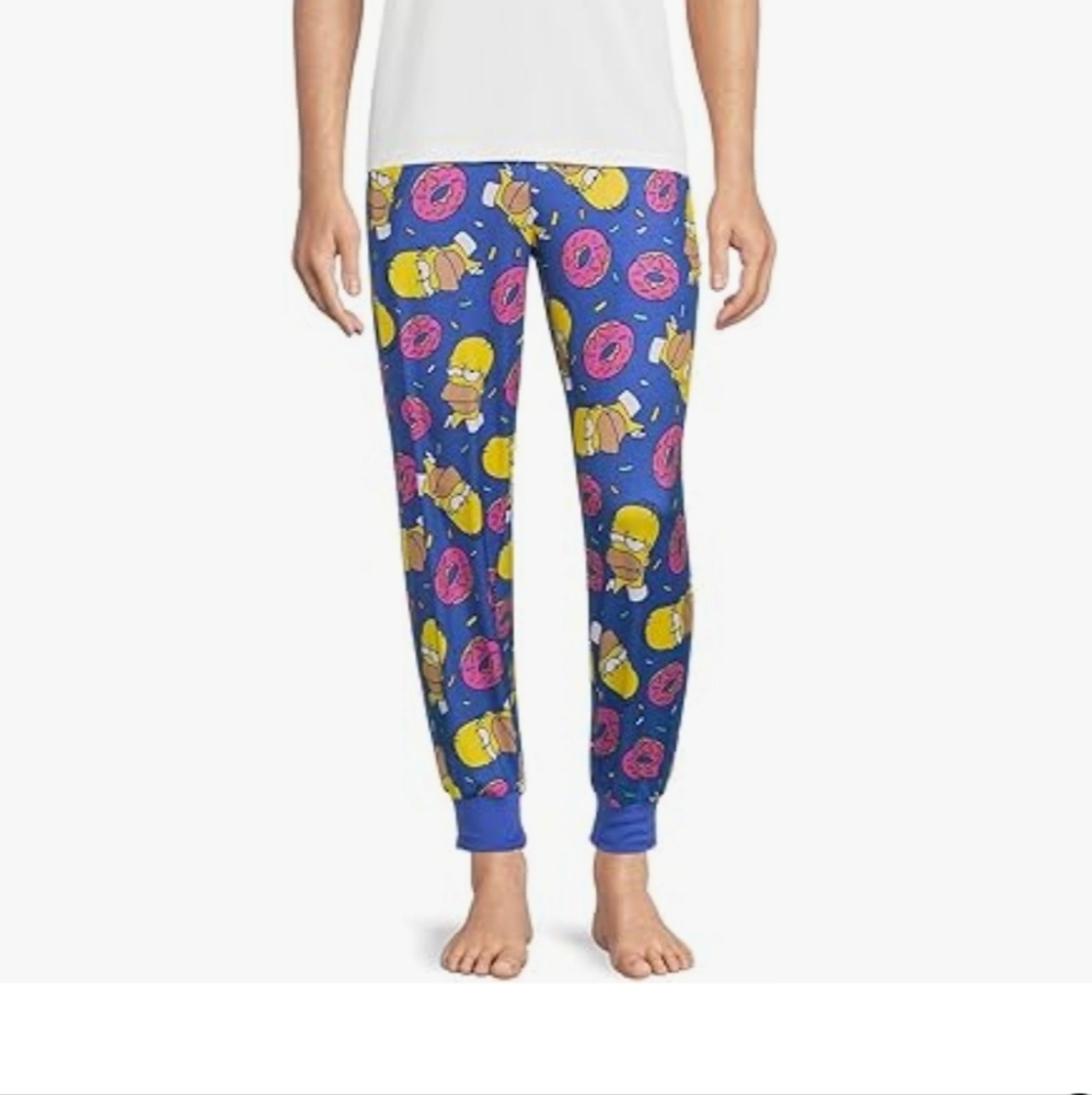 Simpsons Homer Men's Donuts Lounge Sleep Pajama Jogger Pants Size Medium - Picture 2 of 9